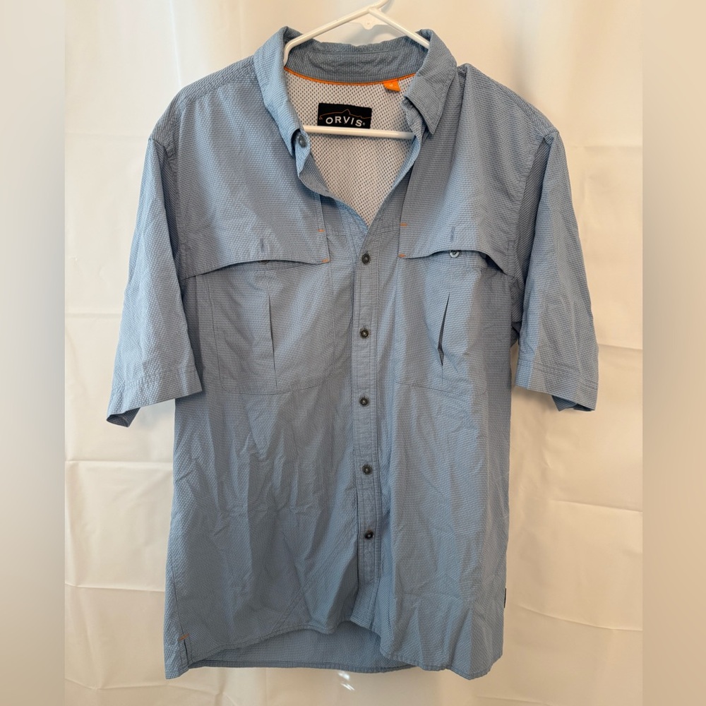 Orvis Men's Light Blue Button Down Shirt